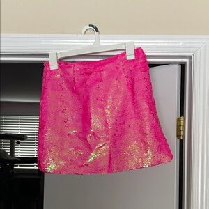 Superdown Hot Pink Sequin Mini Skirt